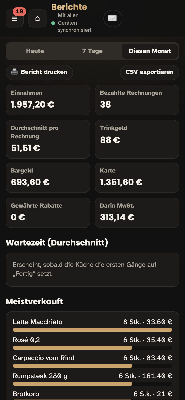 Bericht auf Knopfdruck