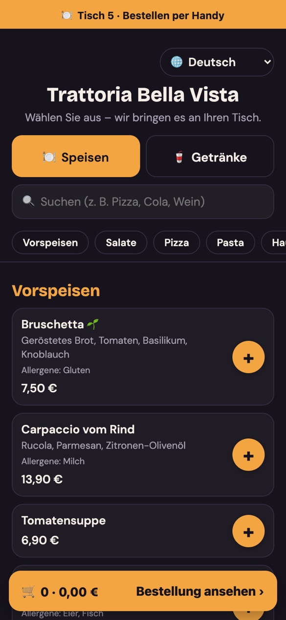 Am Tisch per QR – mit Fotos und Allergenen